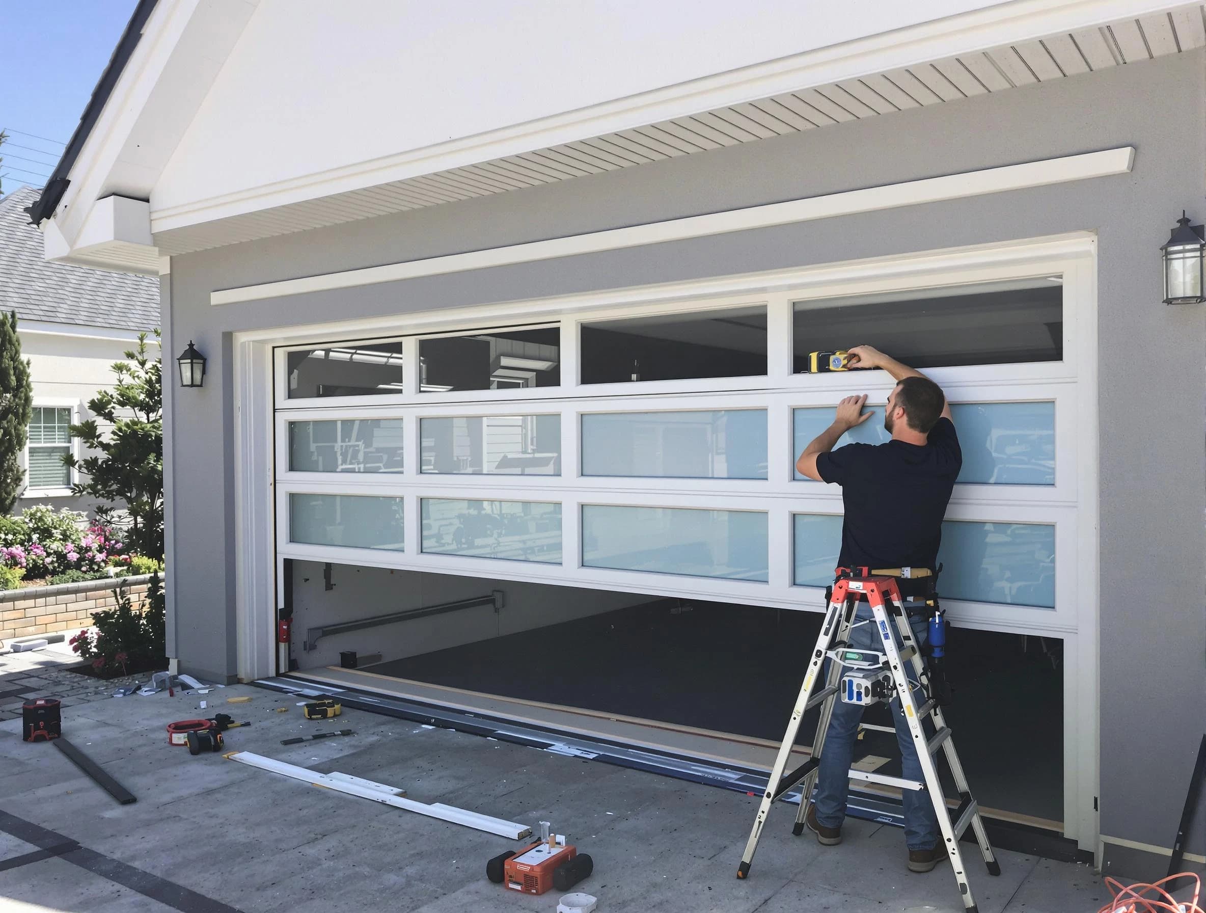 Loveland Garage Door Repair team performing garage door replacement in Loveland
