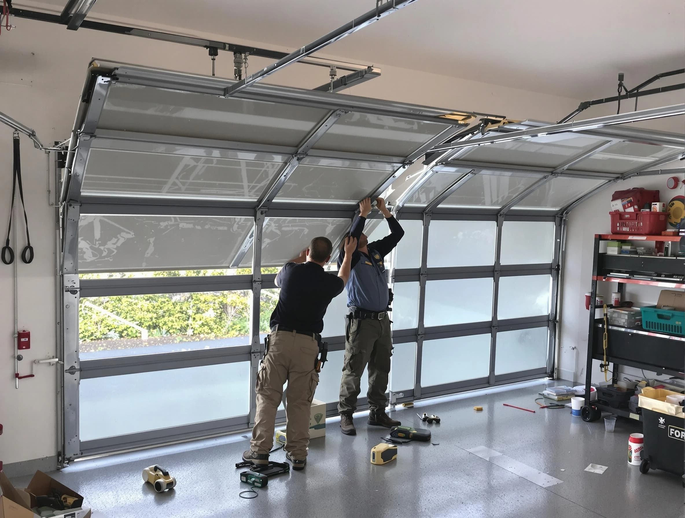 Loveland Garage Door Repair expert performing precise panel replacement on Loveland garage door