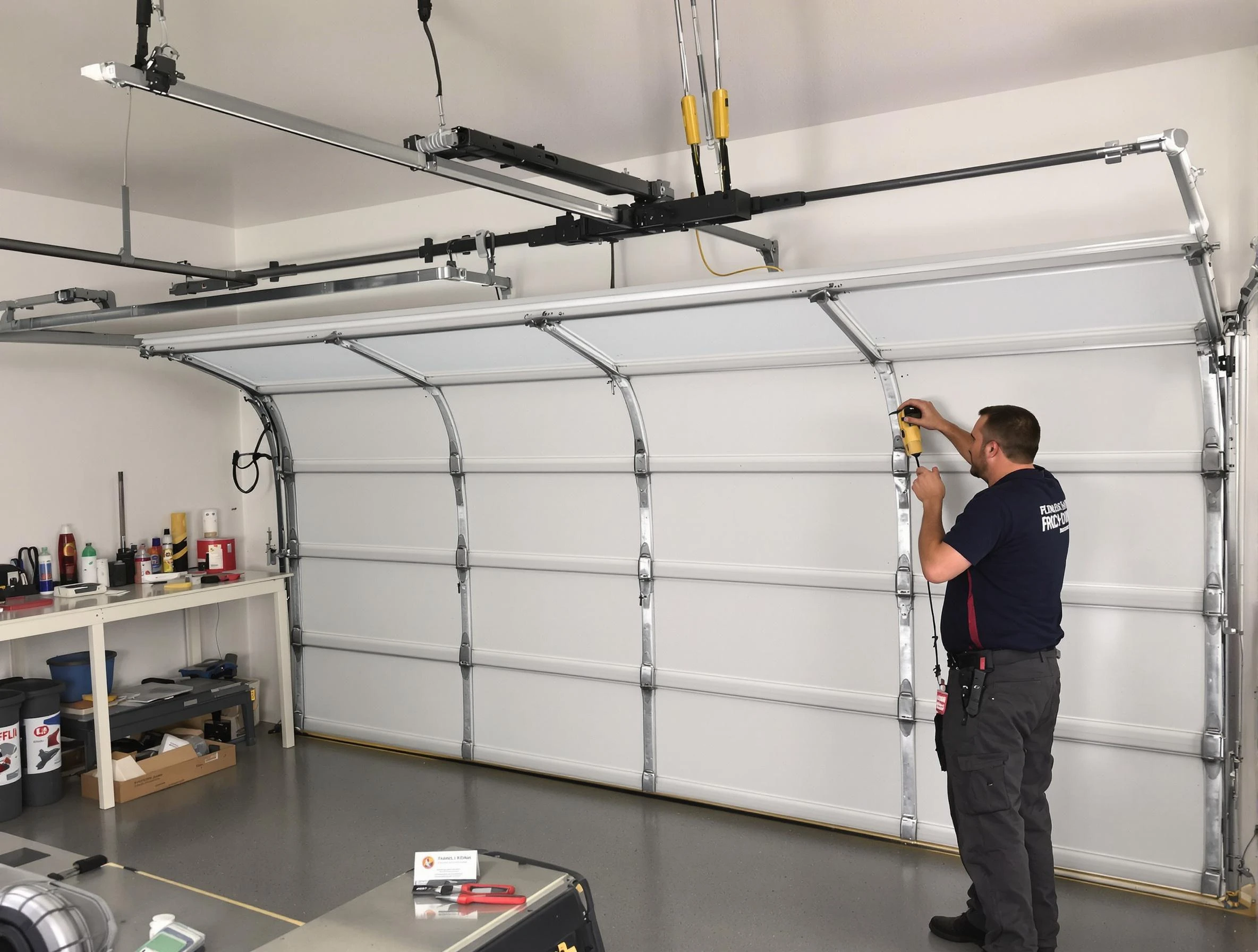 Loveland Garage Door Repair certified technician performing overhead door system repair in Loveland