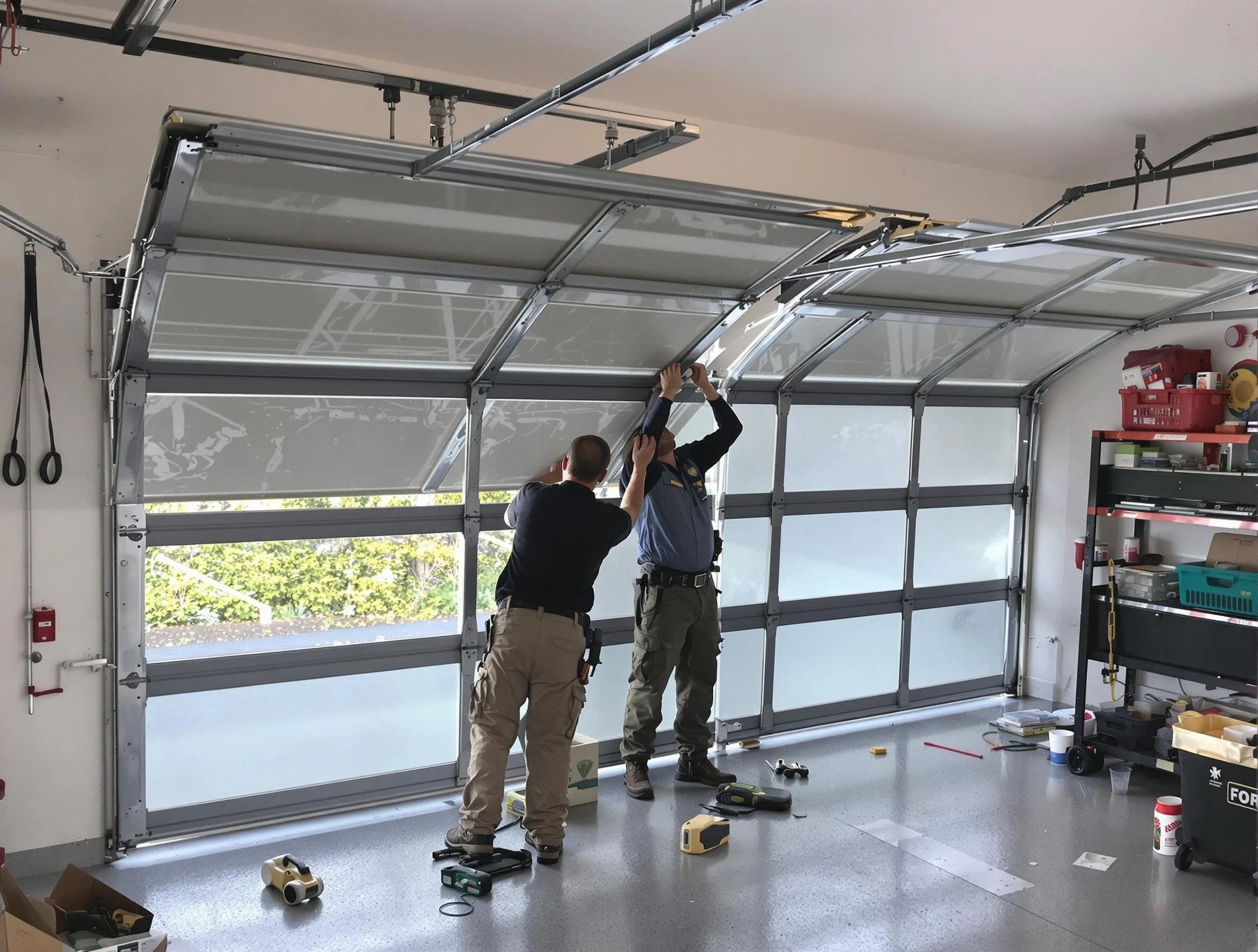 Loveland Garage Door Repair expert performing precise panel replacement on Loveland garage door